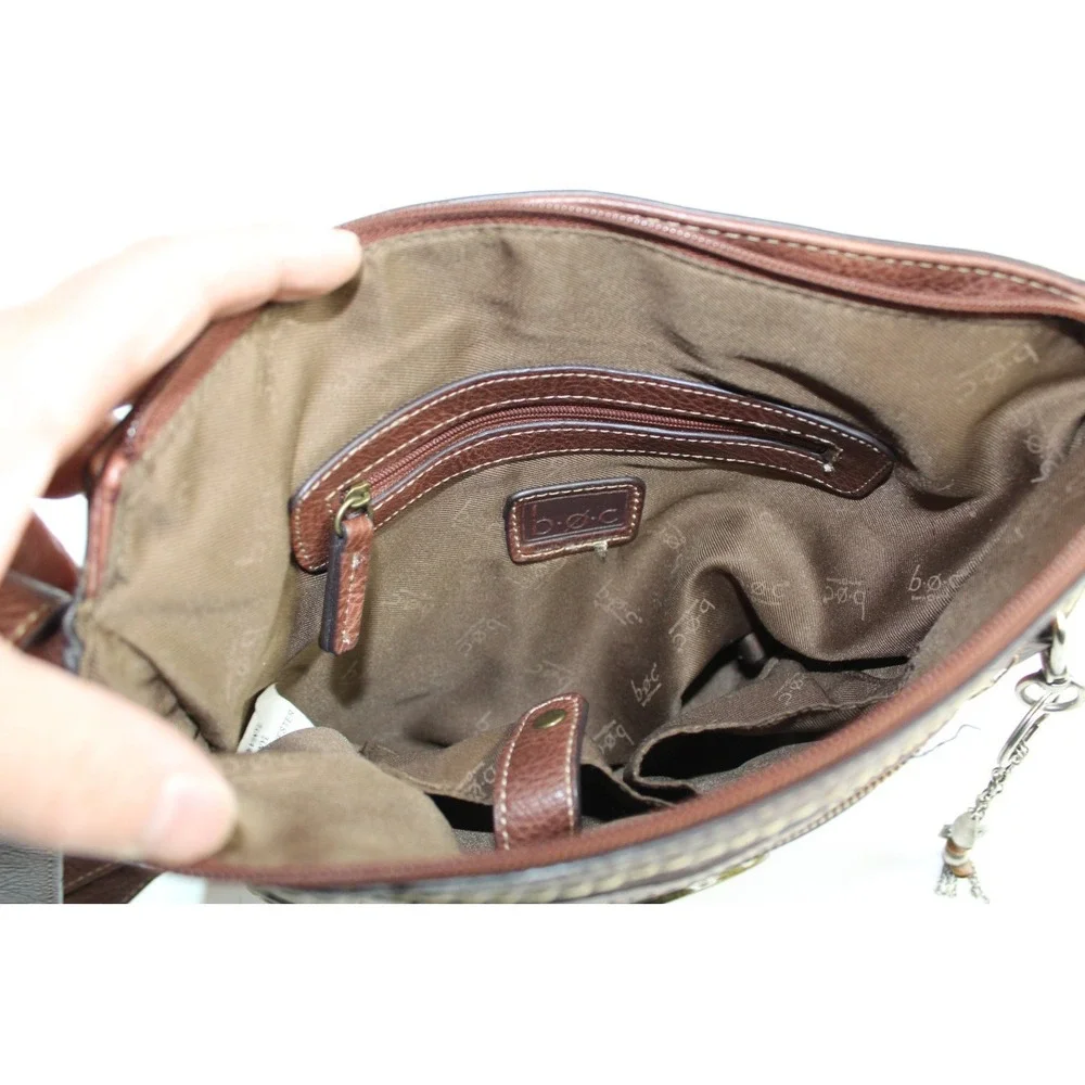 b.o.c. Born Concept Cognac Brown Faux Leather Crossbody Bag Patchwork Style